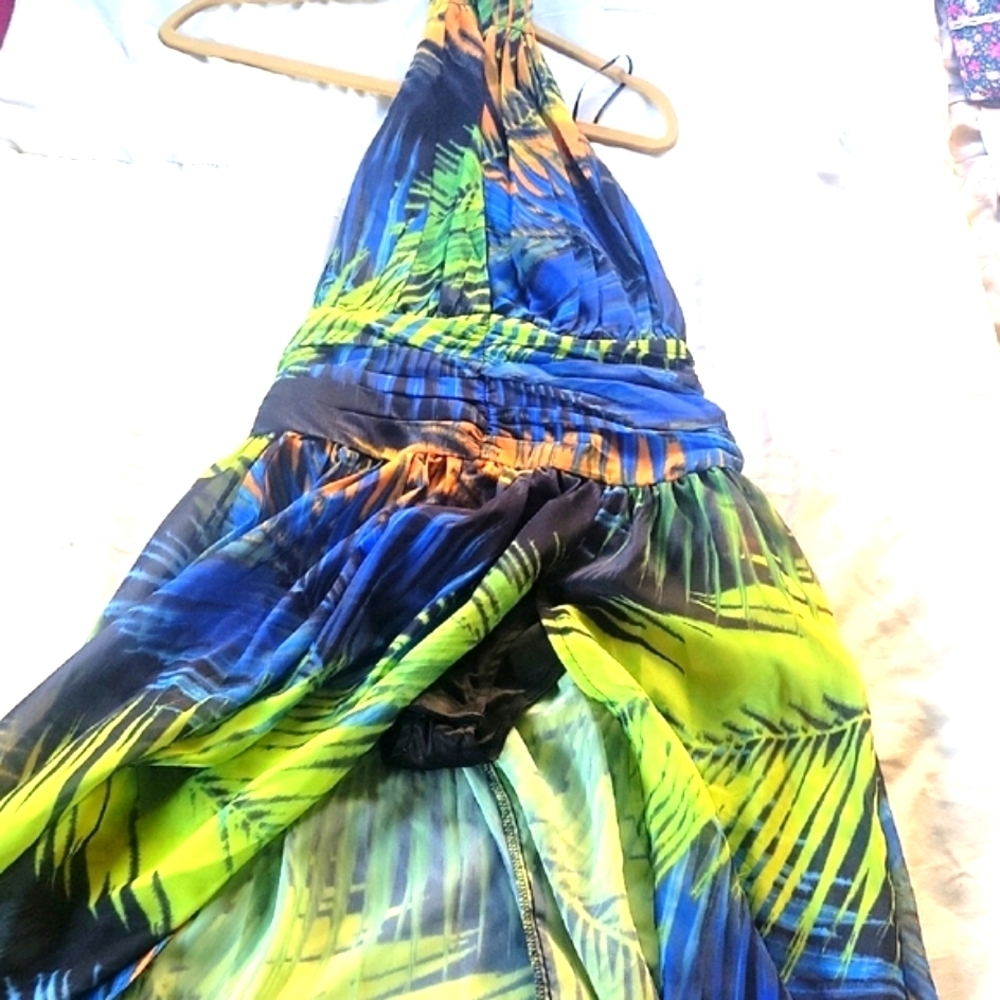 Fashion Nova Vibrant Blue & Green Halter Maxi Dress, Size: XS, NWT